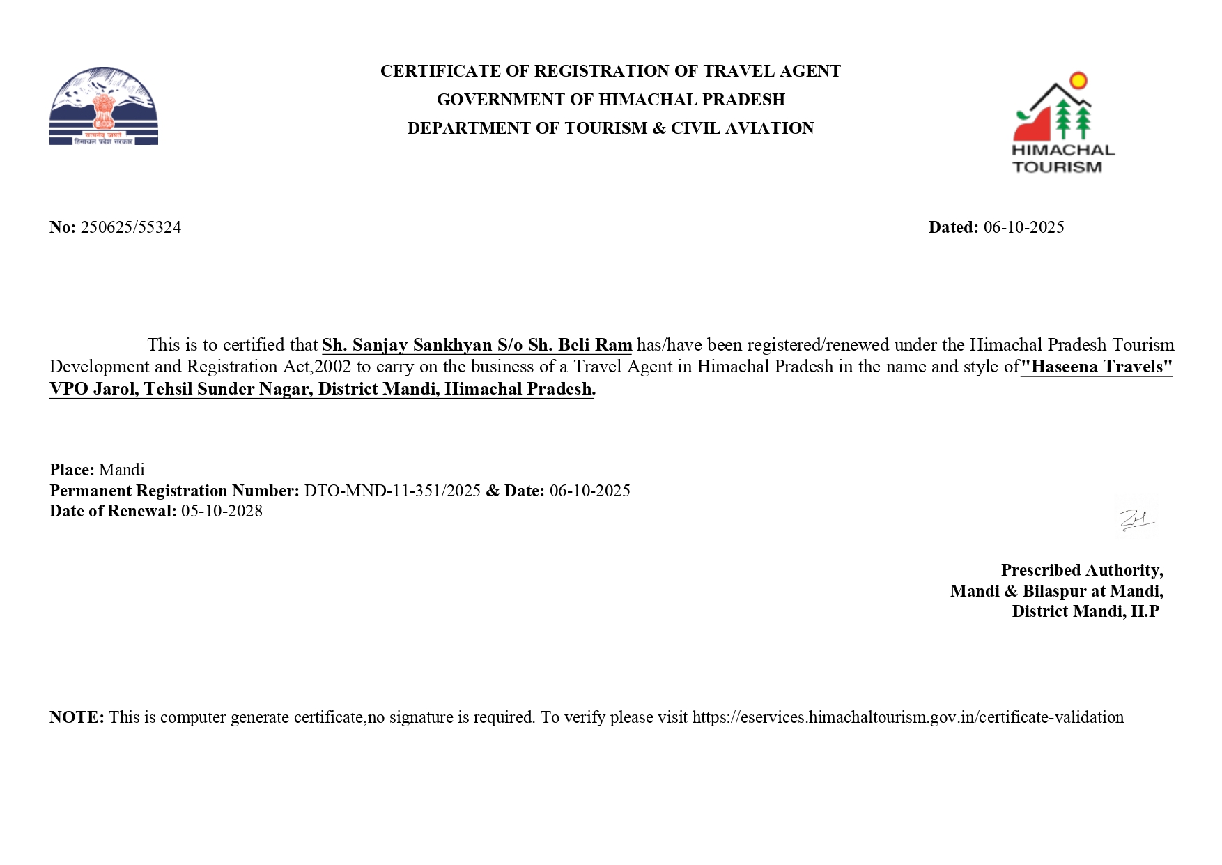 Certificate of Registration